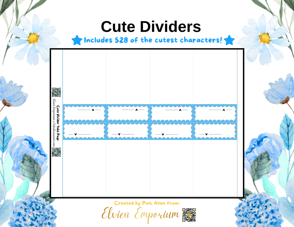 Blue - Cute Bulk Dividers (Digital File)
