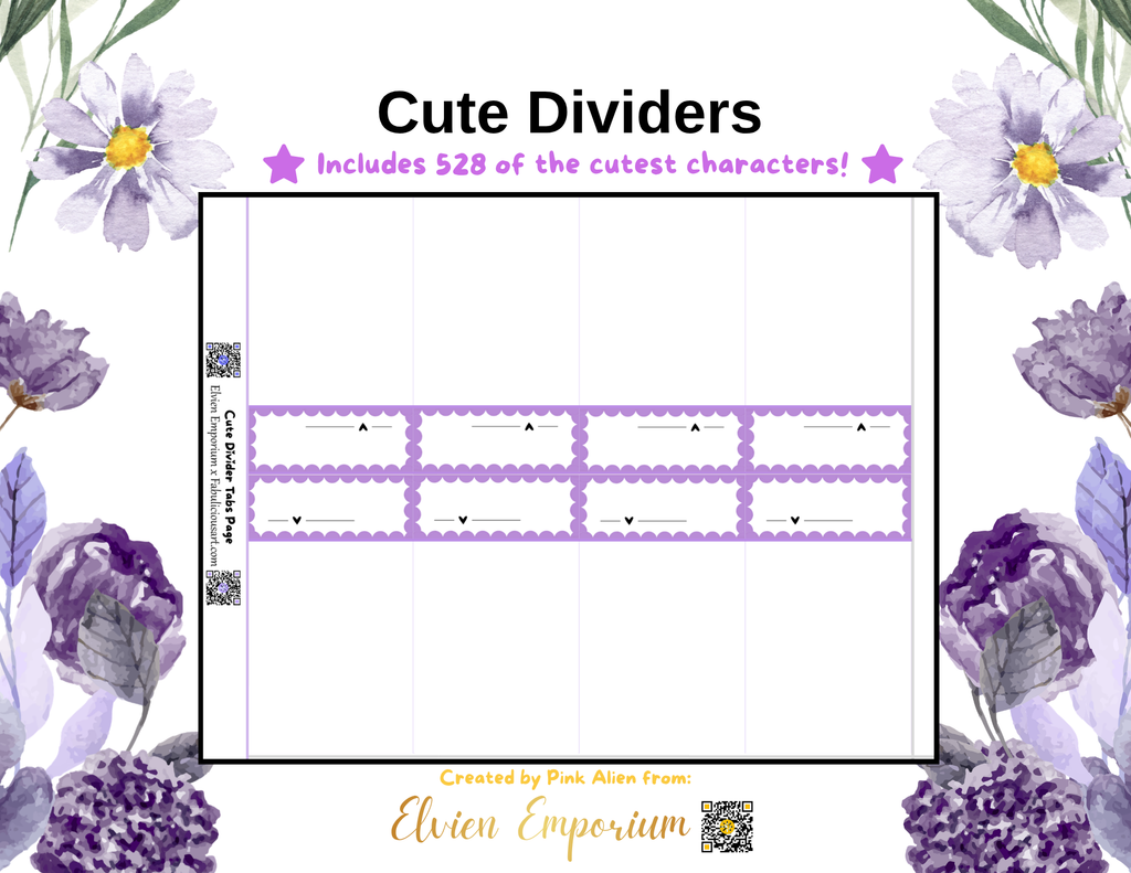 Light Purple - Cute Bulk Dividers (Digital File)