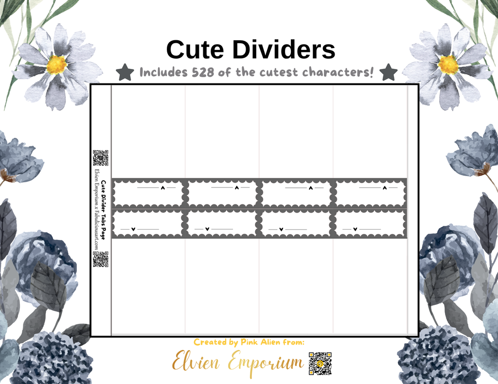 Black - Cute Bulk Dividers (Digital File)