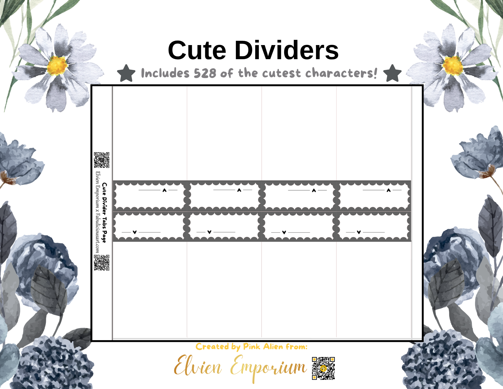 Black - Cute Bulk Dividers (Digital File)