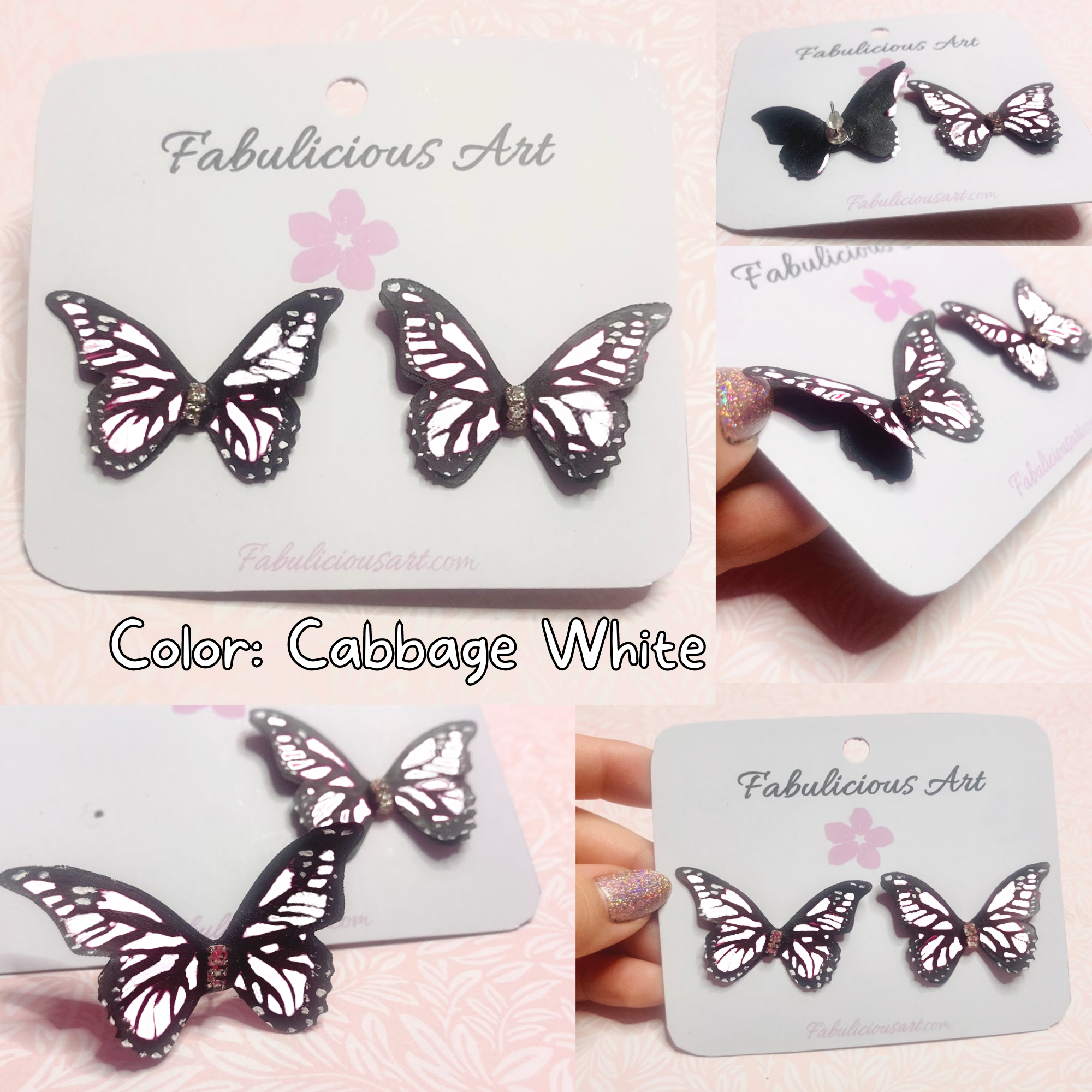 Preciosos pendientes de mariposa rosa (pequeños)