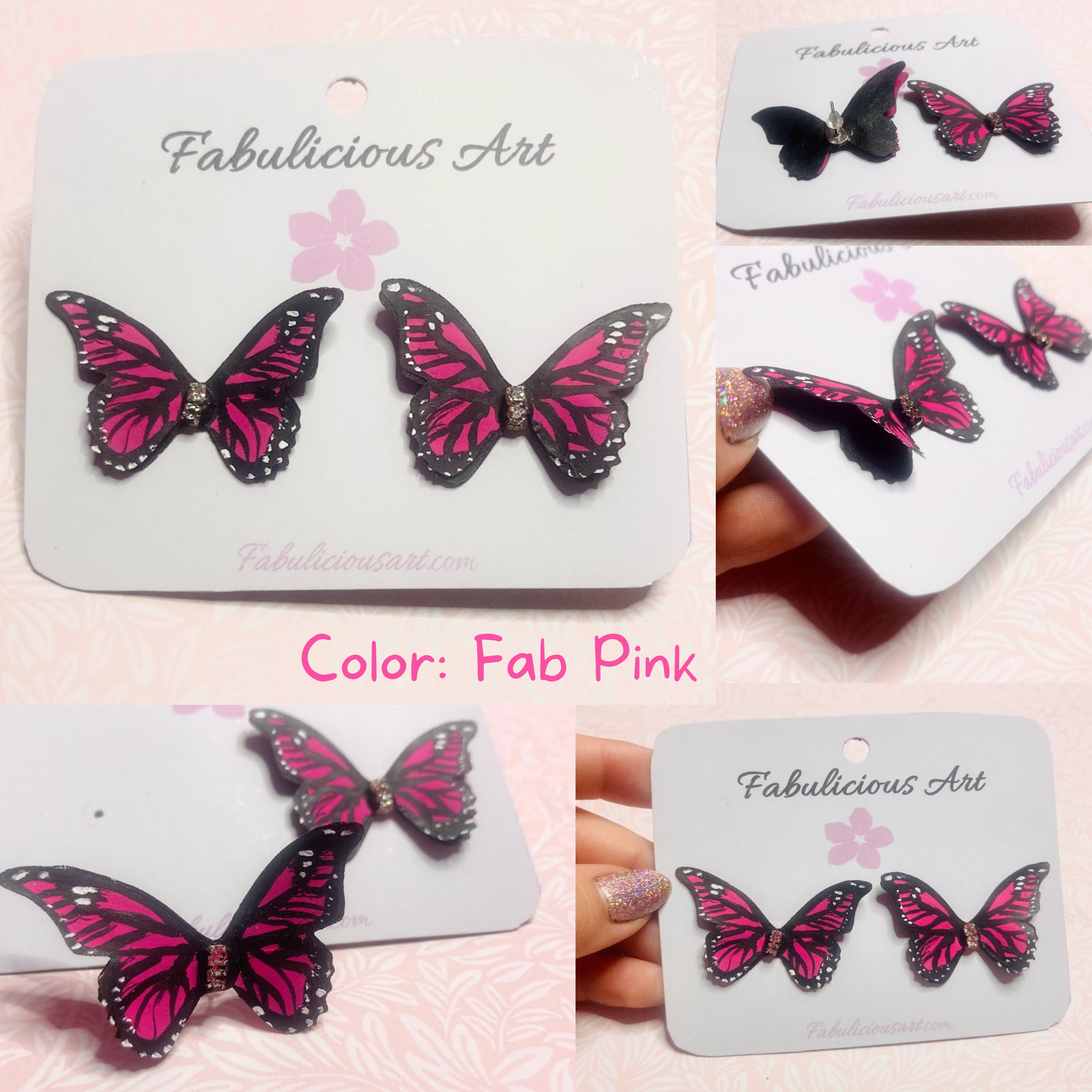 Preciosos pendientes de mariposa rosa (pequeños)