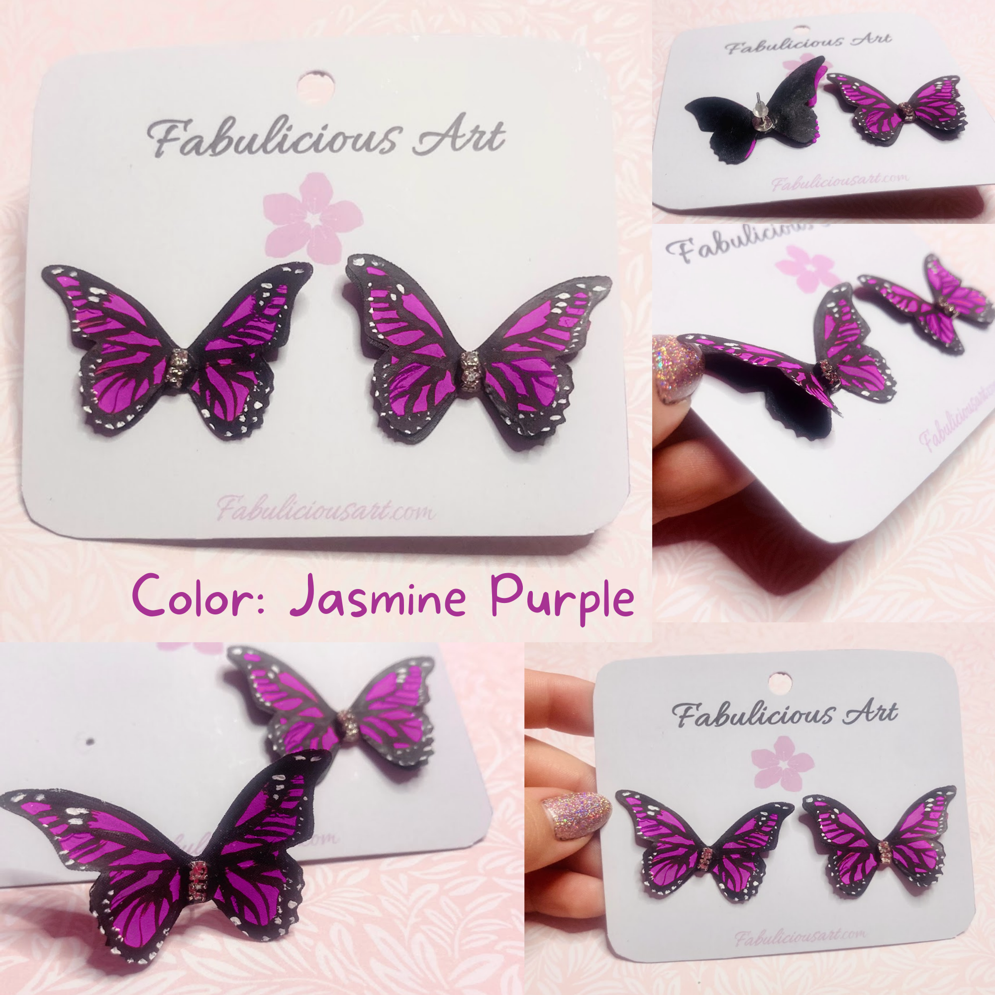 Preciosos pendientes de mariposa rosa (pequeños)