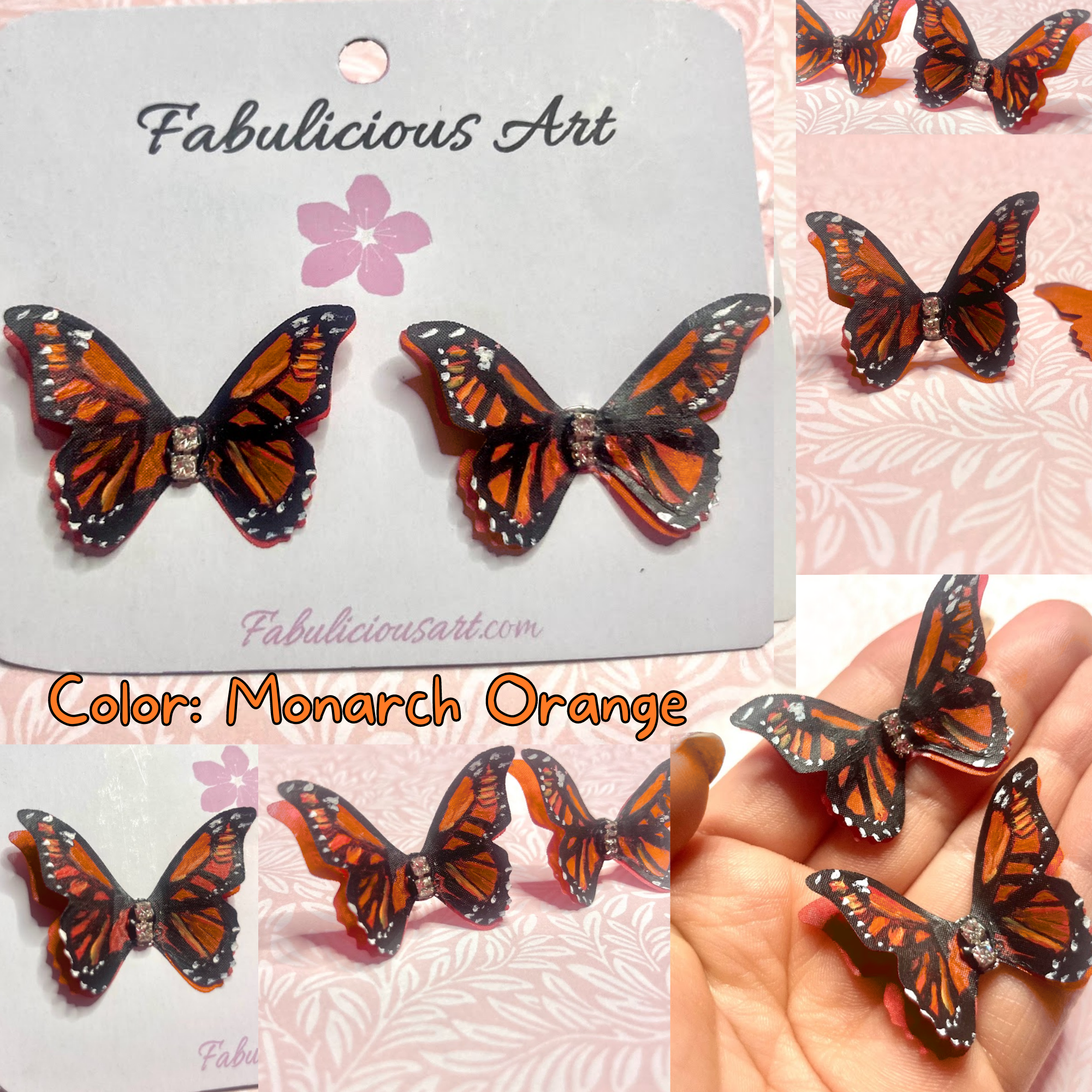 Preciosos pendientes de mariposa rosa (pequeños)