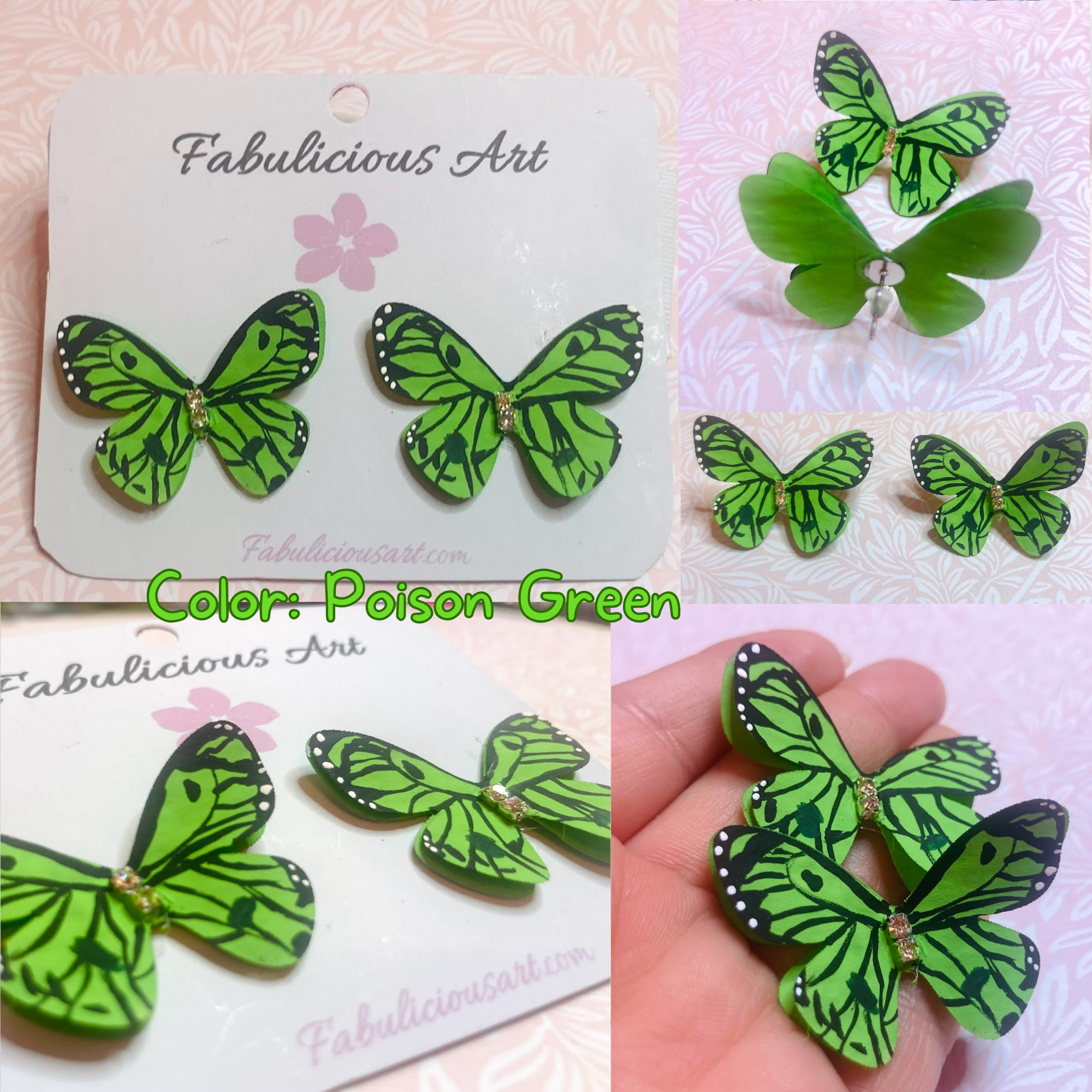 Preciosos pendientes de mariposa rosa (pequeños)