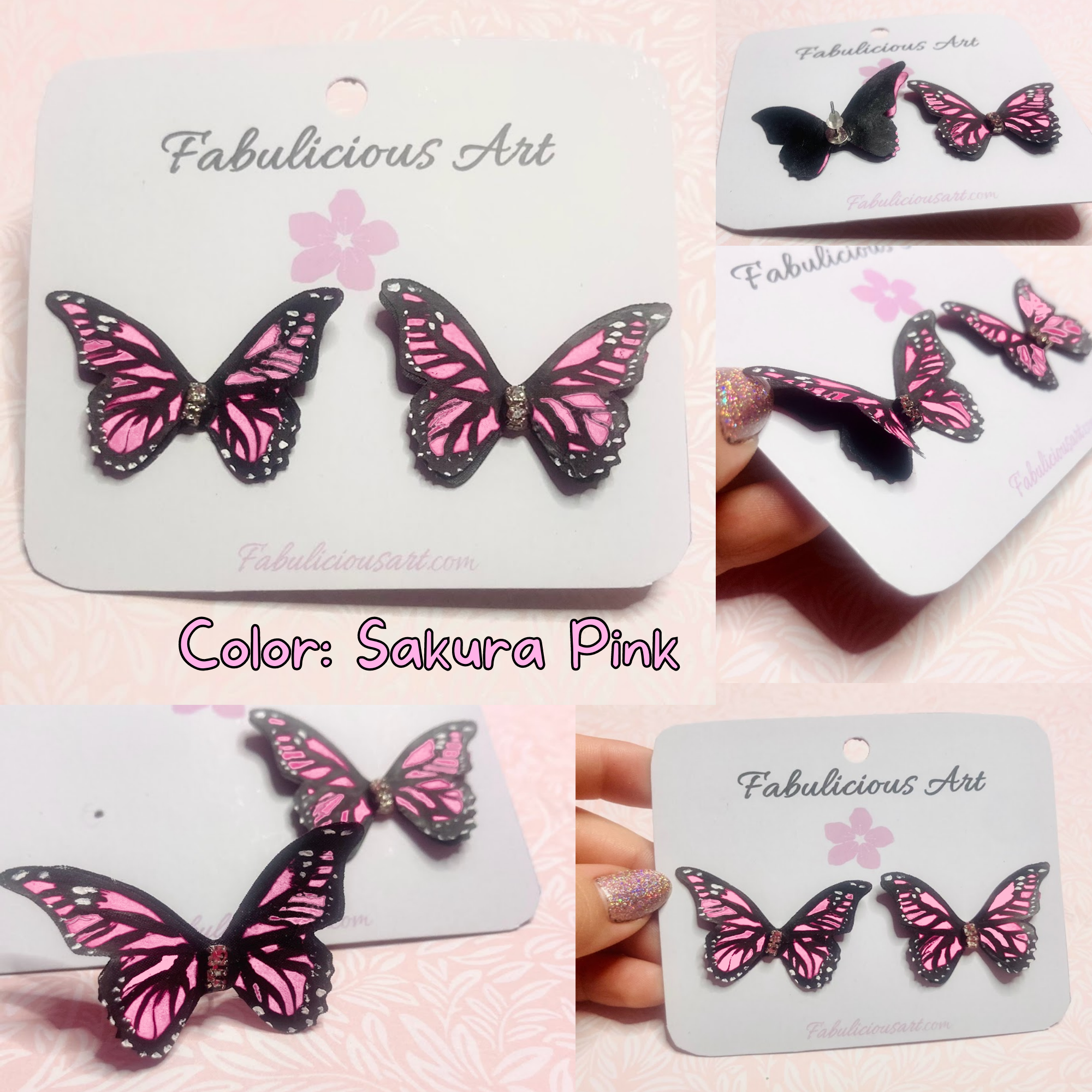 Preciosos pendientes de mariposa rosa (pequeños)