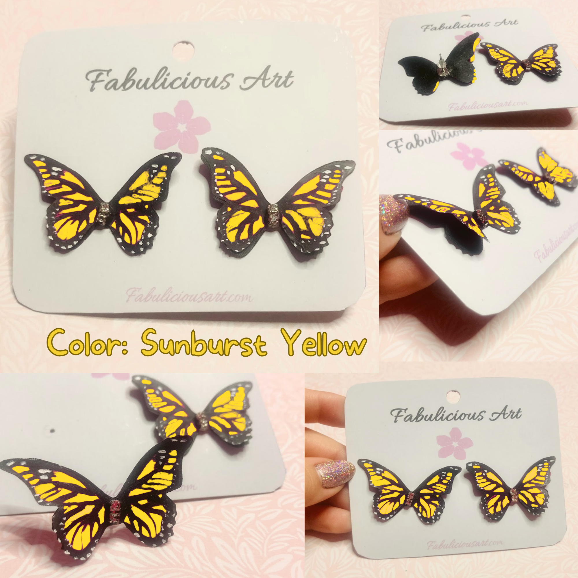 Preciosos pendientes de mariposa rosa (pequeños)