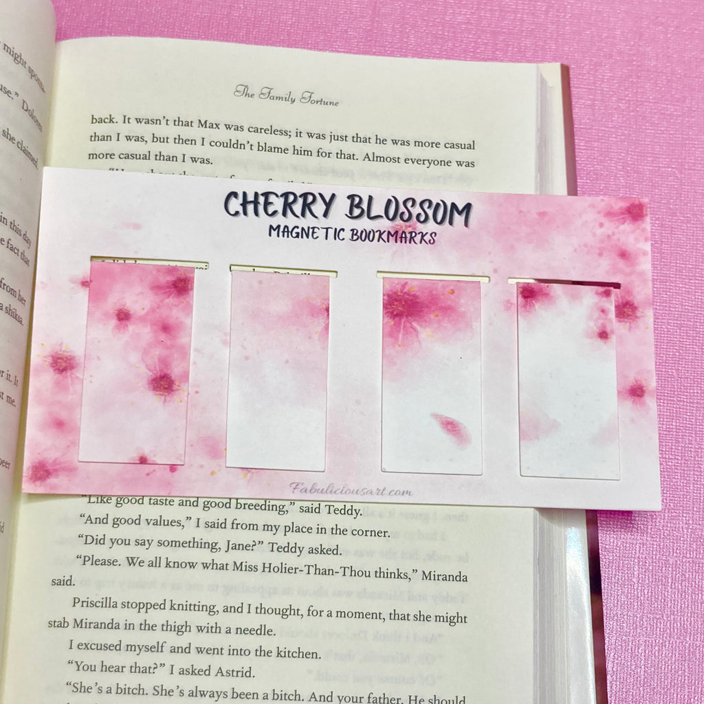 Cherry Blossom Magnetic Large Bookmark Set of 4 - No Text