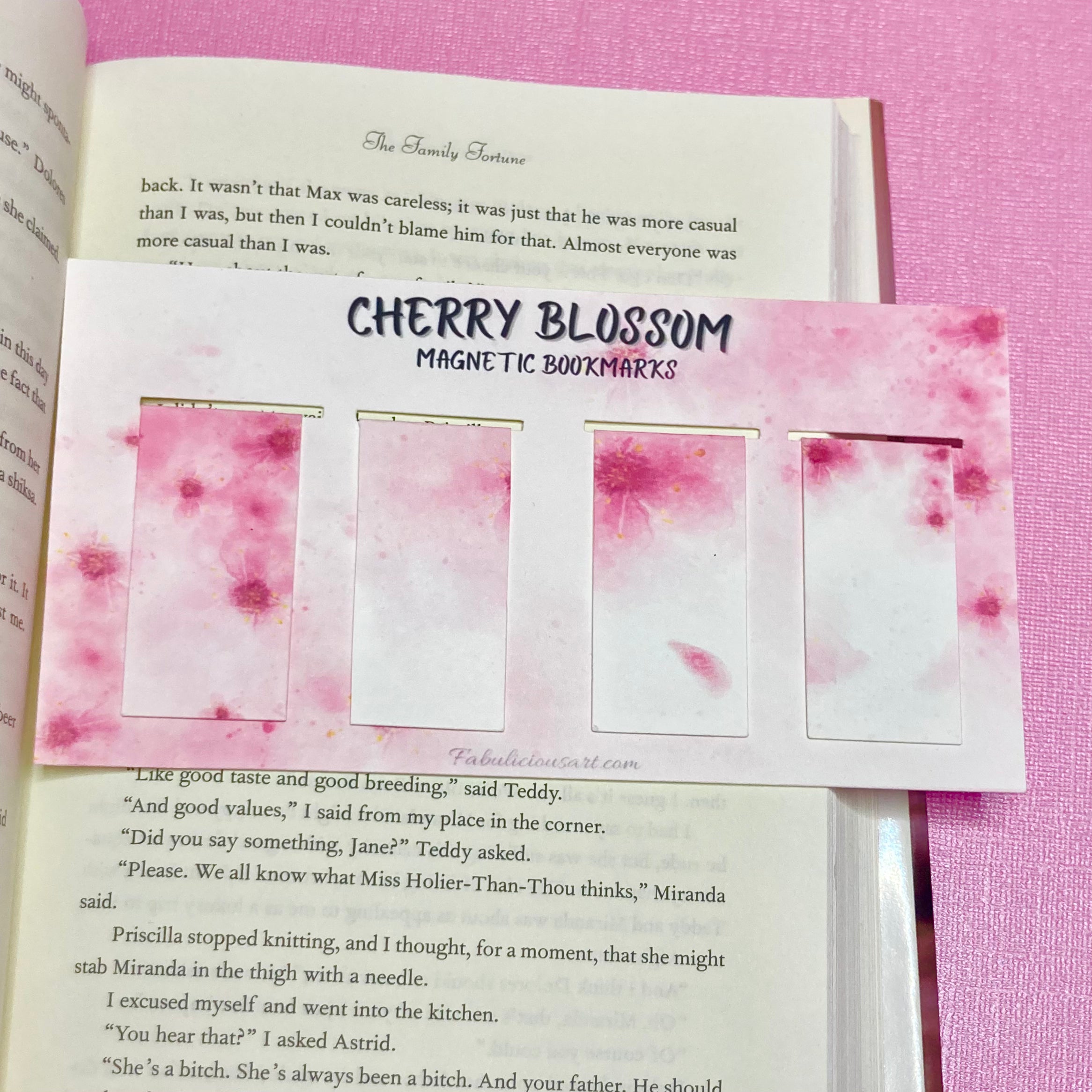 Cherry Blossom Magnetic Large Bookmark Set of 4 - No Text