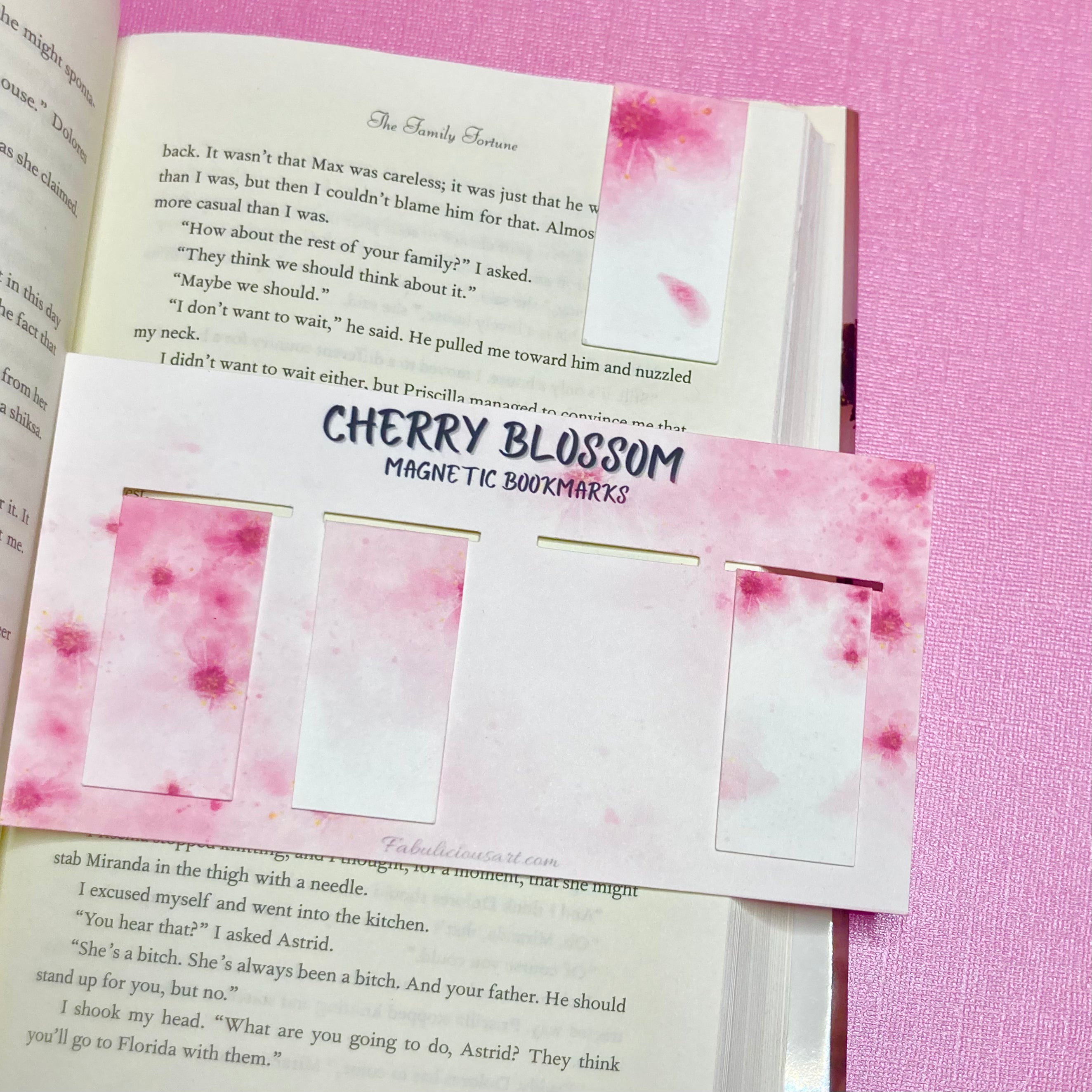 Cherry Blossom Magnetic Large Bookmark Set of 4 - No Text