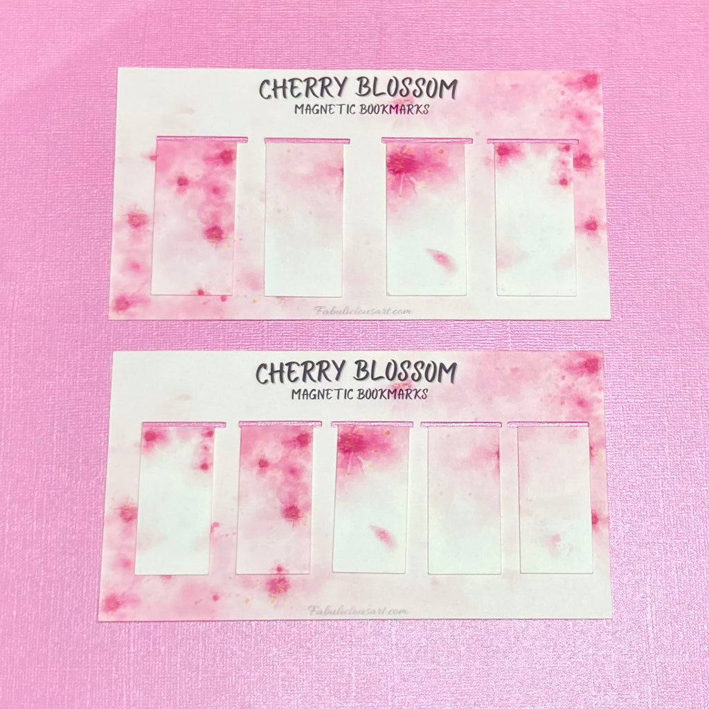 Cherry Blossom Magnetic Small Bookmark Set of 5 - No Text