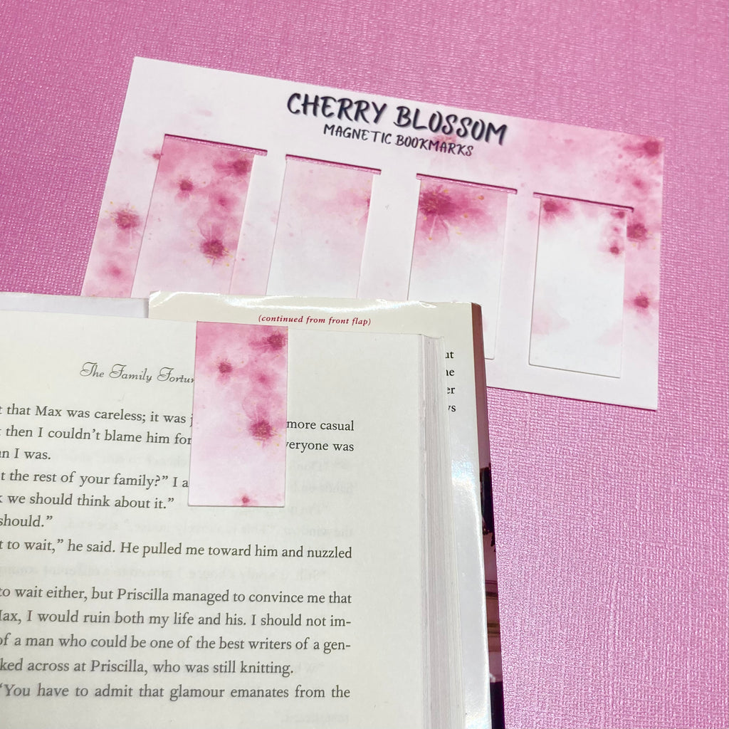 Cherry Blossom Magnetic Large Bookmark Set of 4 - No Text
