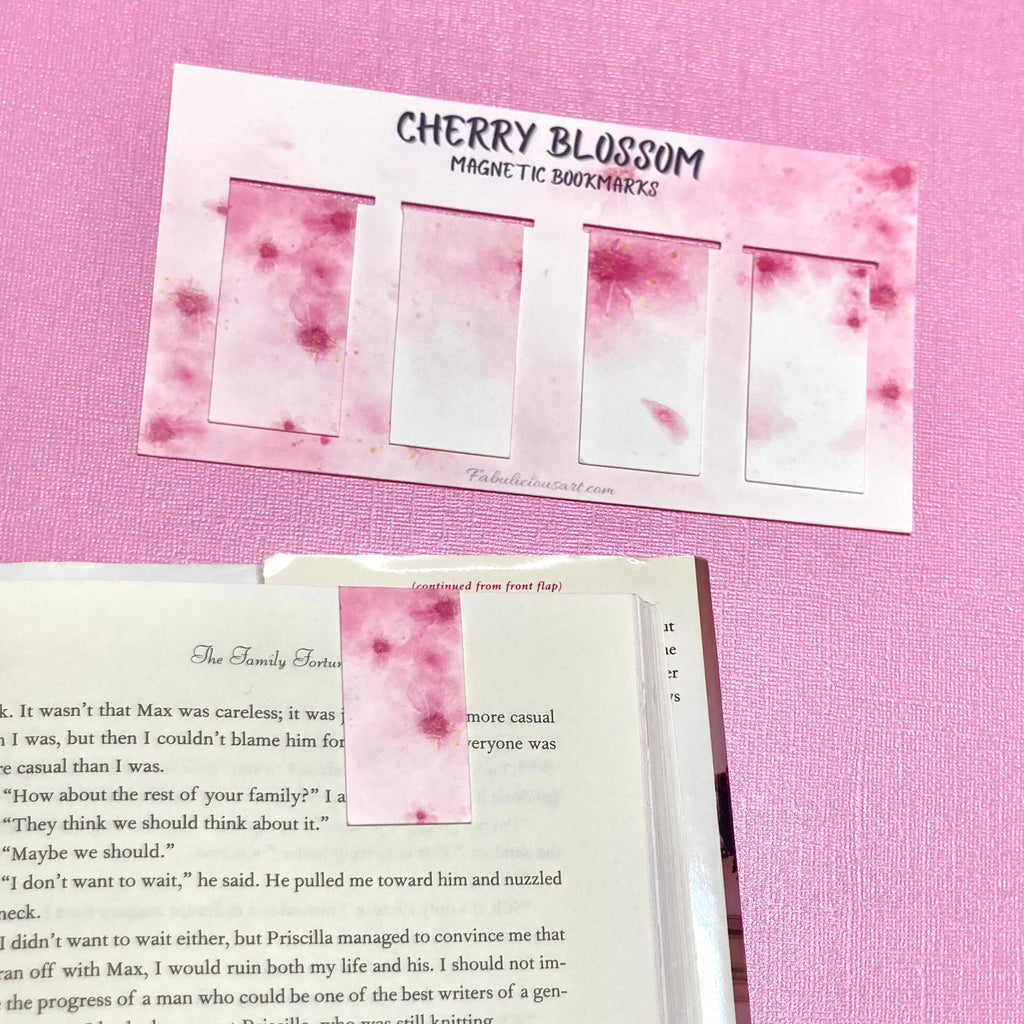 Cherry Blossom Magnetic Small Bookmark Set of 5 - No Text