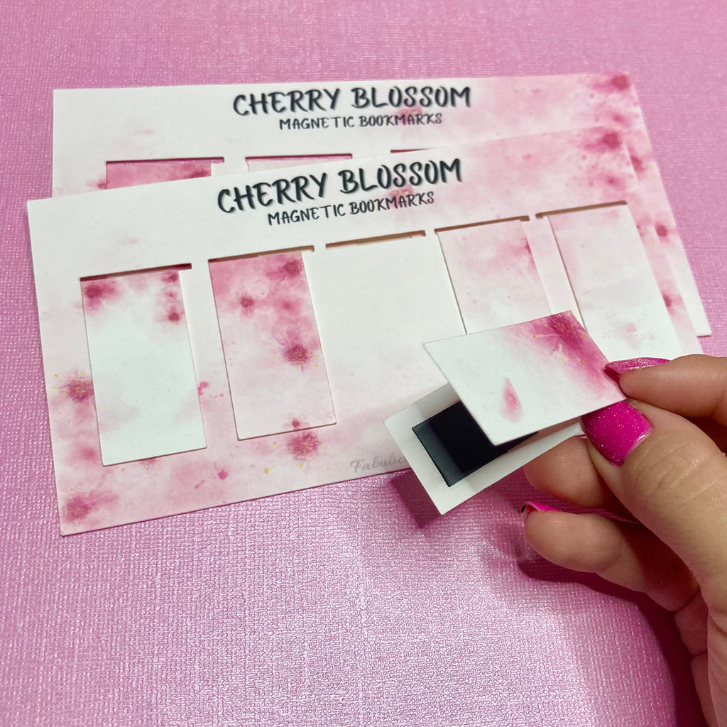 Cherry Blossom Magnetic Small Bookmark Set of 5 - No Text