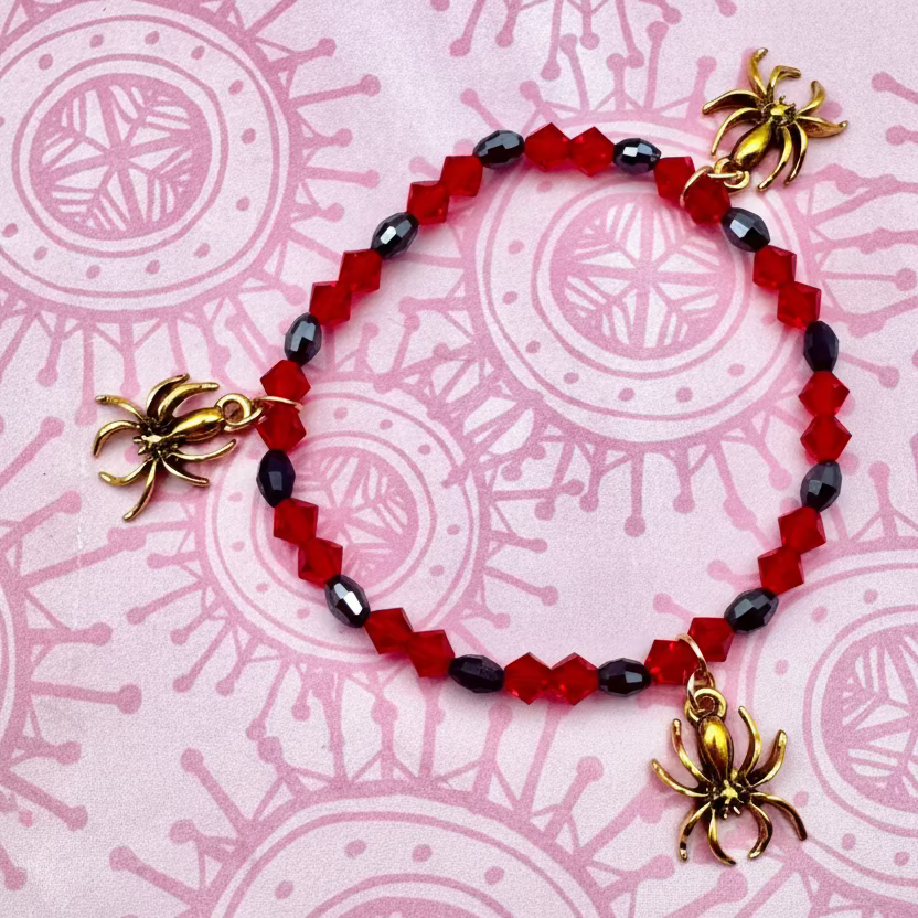 Red and Black Spider Handmade Bracelet