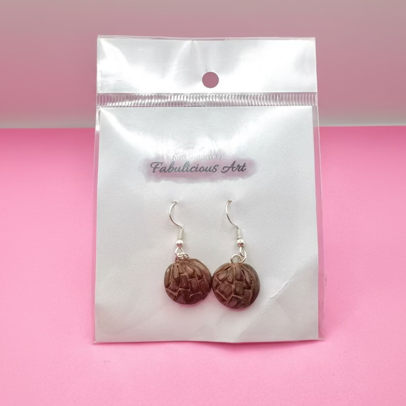 Pendientes colgantes artesanales de concha de chocolate marrón