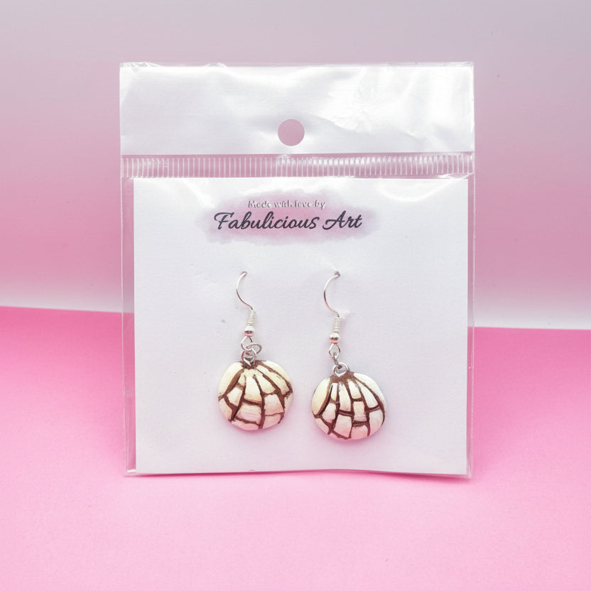 White Vanilla Concha Handmade Dangle Earrings