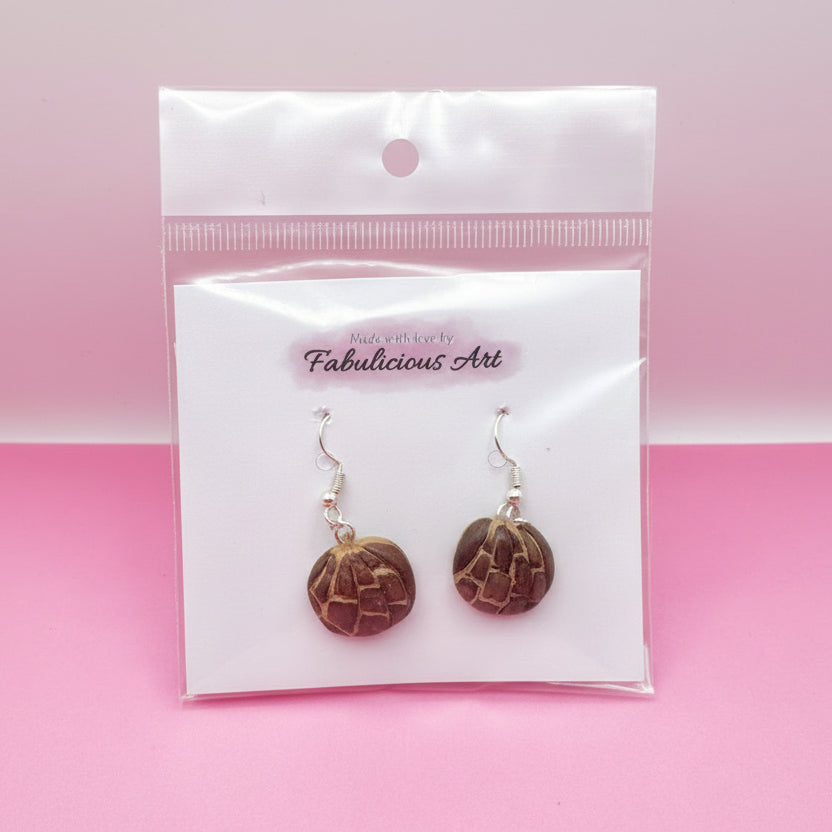 Brown Chocolate Concha Handmade Dangle Earrings