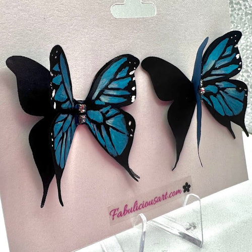 Butterfly Blue Butterfly Stud Earrings - Large