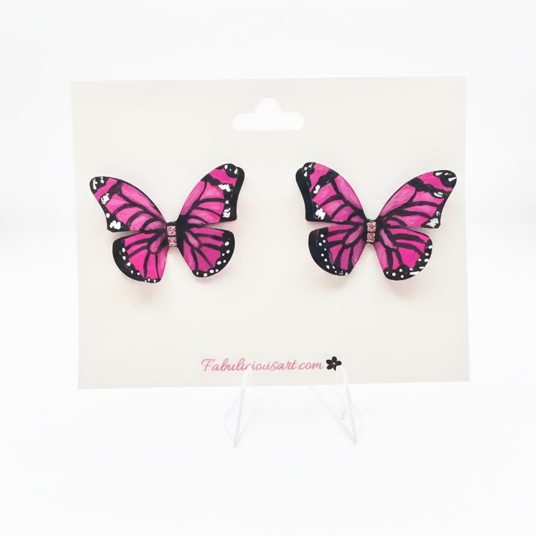 Preciosos pendientes de mariposa rosa (pequeños)