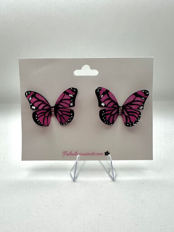 Preciosos pendientes de mariposa rosa (pequeños)