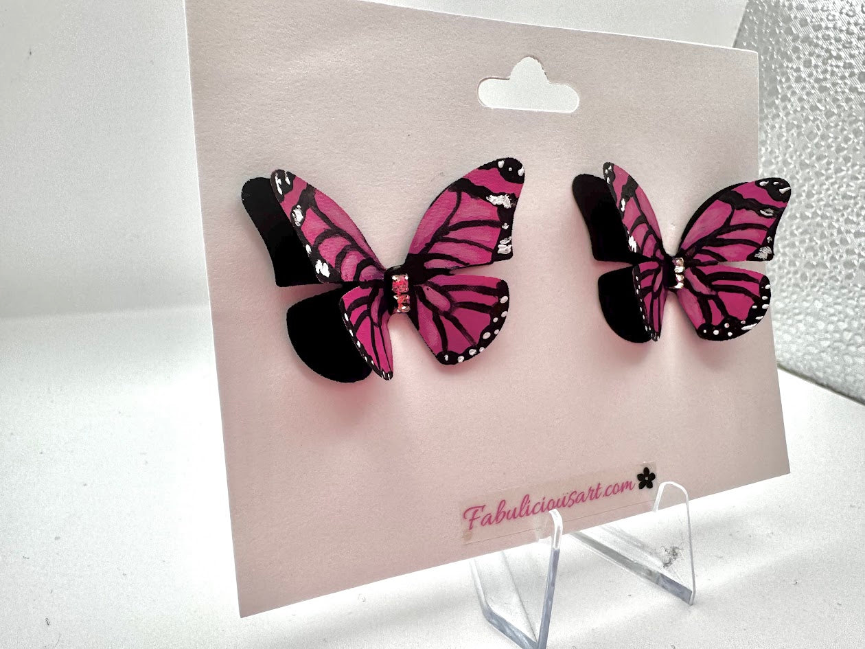 Preciosos pendientes de mariposa rosa (pequeños)