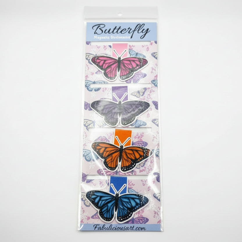Juego de marcapáginas magnéticos de mariposa