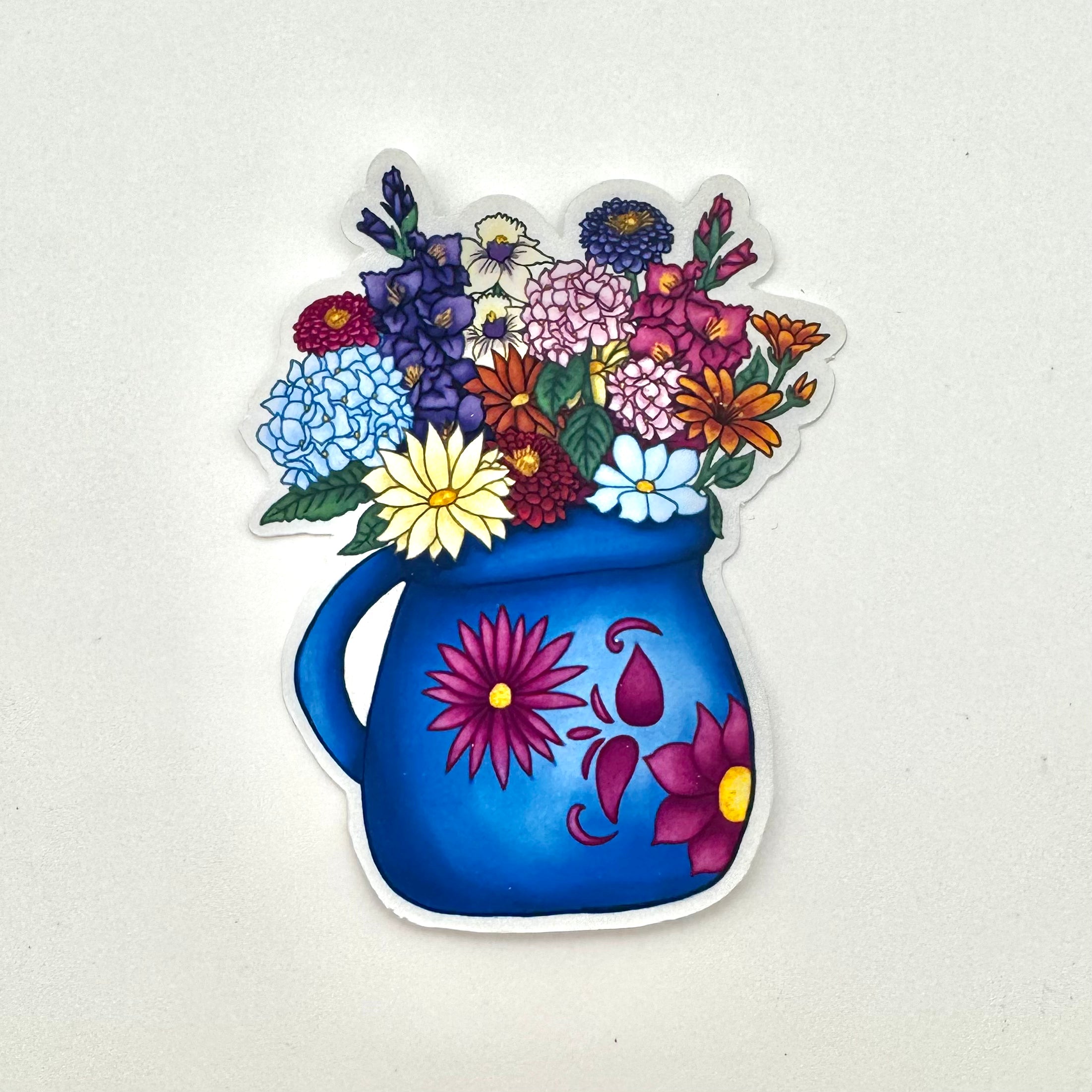 Ollita de Flores (Flowers in a Mexican Clay Mug) Die-cut Sticker