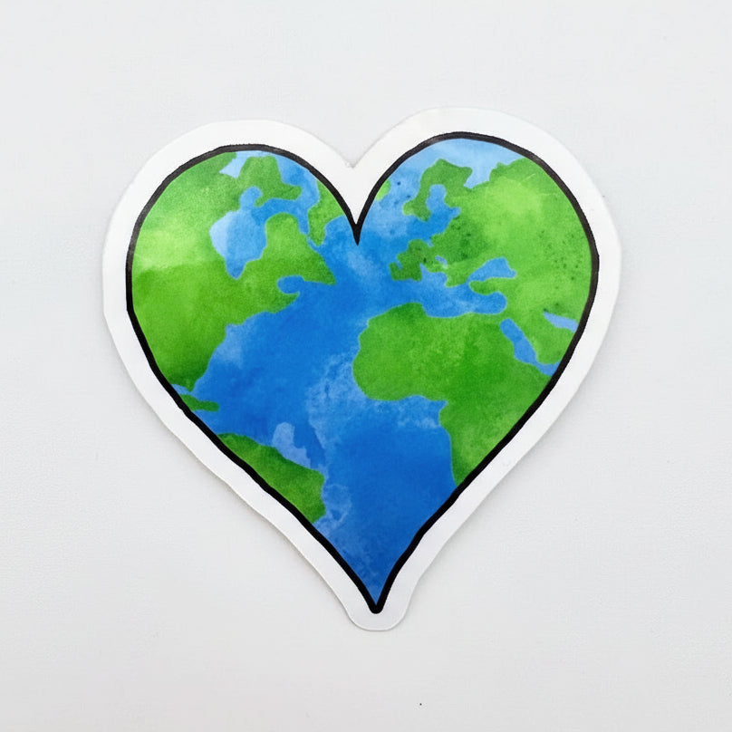 Heart-shaped Earth Waterproof Die-cut Sticker