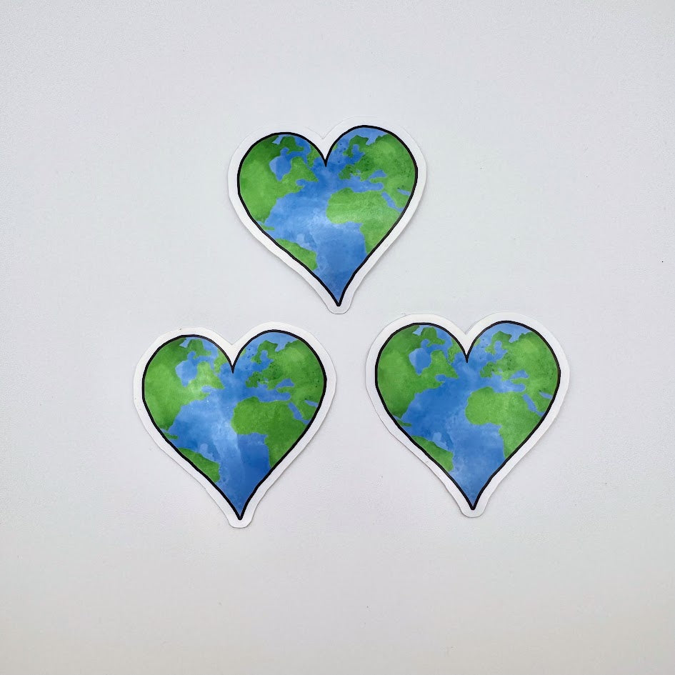 Heart-shaped Earth Waterproof Die-cut Sticker