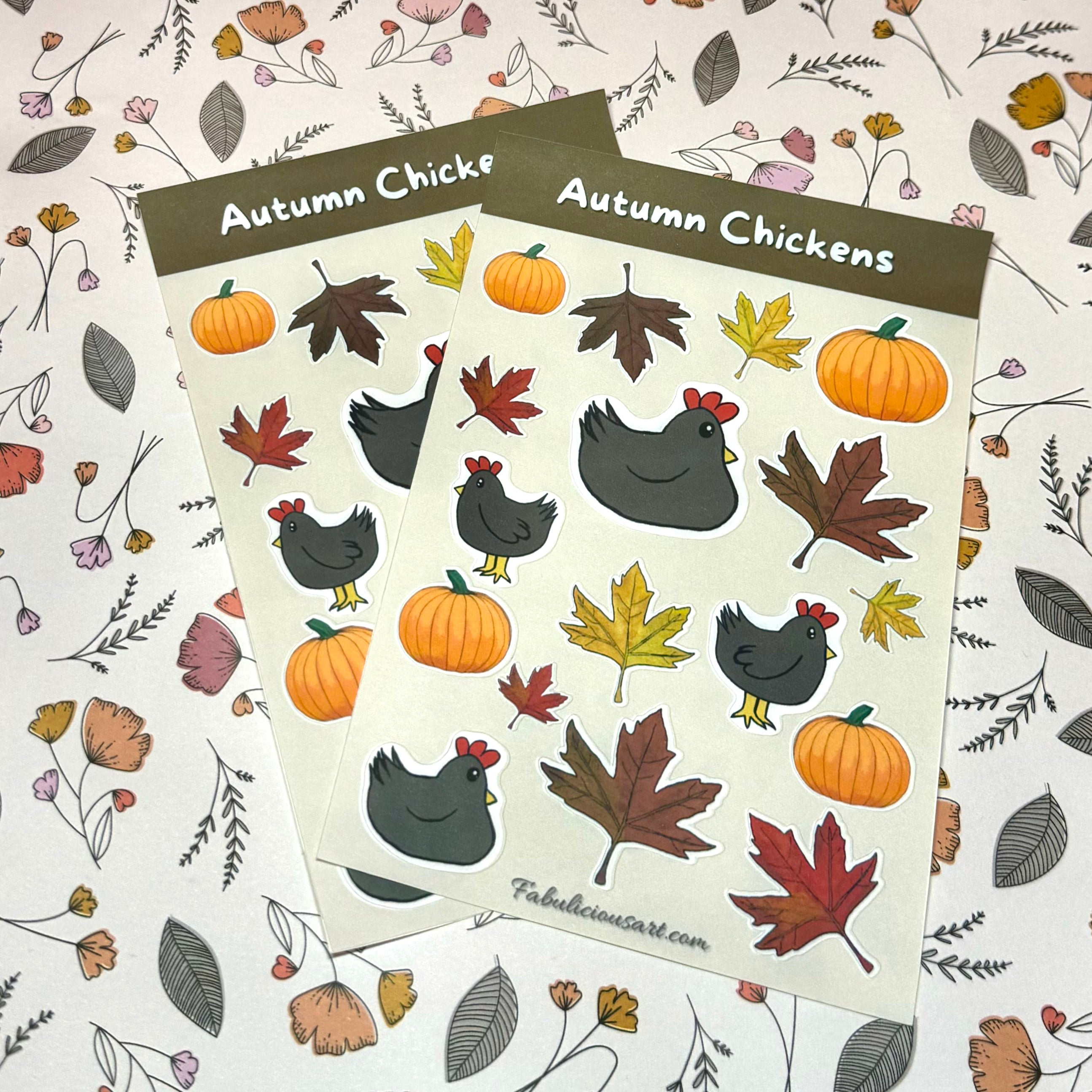 Autumn Chickens Sticker Sheet