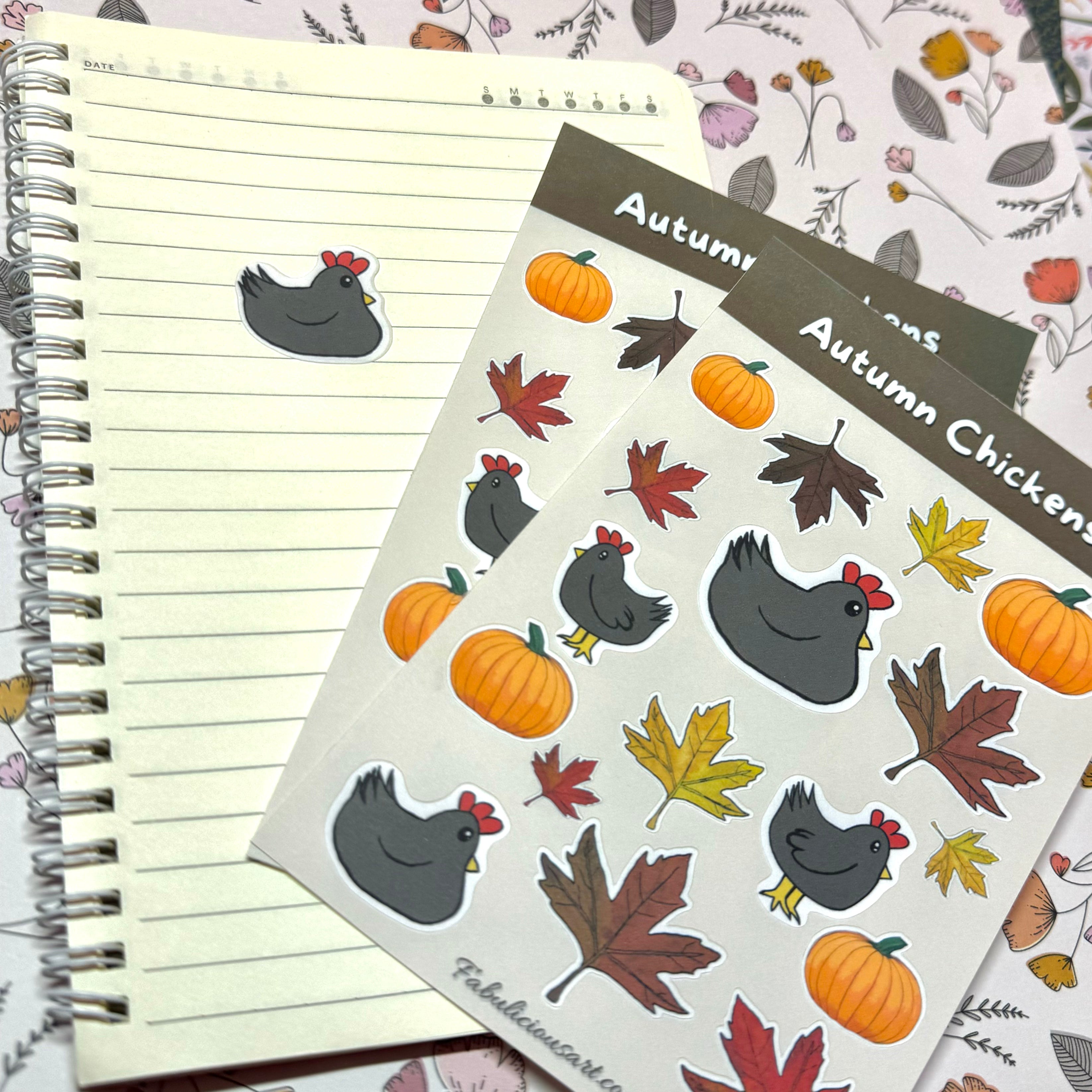 Autumn Chickens Sticker Sheet