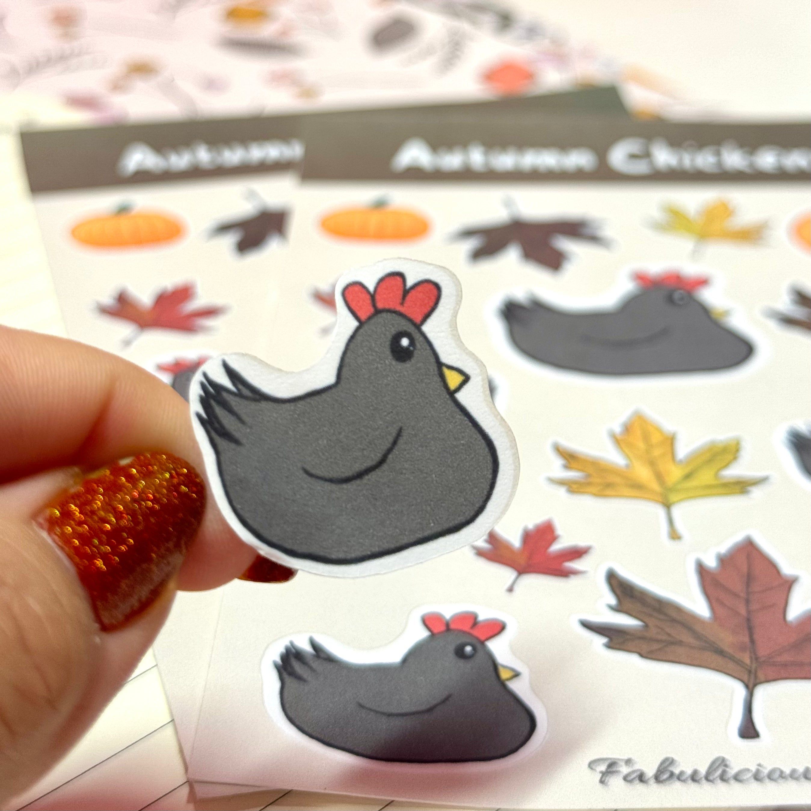 Autumn Chickens Sticker Sheet