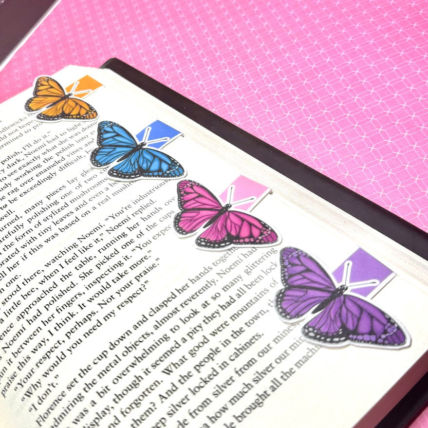 Juego de marcapáginas magnéticos de mariposa